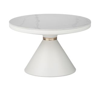 Τραπέζι σαλονιού Coozlin Inart sintered stone σε απόχρωση λευκό μαρμάρου με λευκό-χρυσό μέταλλο Φ70x40εκ |  Τραπεζάκια σαλονιού στο espiti