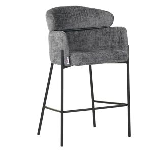 Σκαμπό μπαρ Tolerse Inart ανοιχτό γκρι ύφασμα-πόδι μαύρο μέταλλο |  Σκαμπώ μπαρ στο espiti