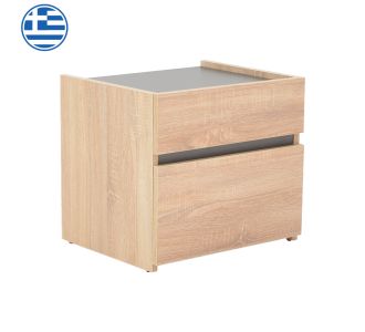 Κομοδίνο Comcie pakoworld σε φυσικό με γκρι απόχρωση 50x42x45.5εκ |  Κομοδίνα στο espiti