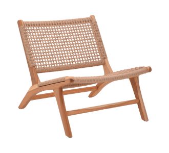 Πολυθρόνα Beatrice pakoworld σκελετός teak ξύλο με pe σχοινί σε φυσική απόχρωση 65x78x68εκ |  Καρέκλες στο espiti