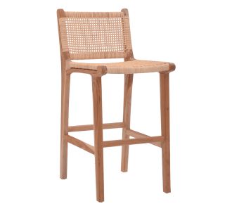 Σκαμπό μπαρ μεσαίου ύψους Sponze pakoworld teak ξύλο-φυσικό rattan σε φυσική απόχρωση 40x47x89εκ |  Σκαμπώ στο espiti