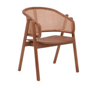 Πολυθρόνα Anlene pakoworld σκελετός teak ξύλο σε καρυδί απόχρωση με φυσικό rattan 62x54x82εκ |  Καρέκλες στο espiti