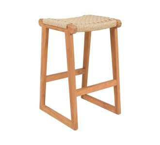 Σκαμπό Kuza pakoworld σκελετός teak ξύλο και pe σχοινί σε φυσική απόχρωση 40x42x66εκ |  Σκαμπώ στο espiti