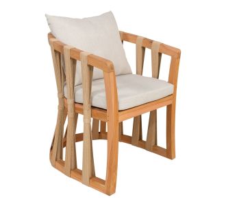Πολυθρόνα Morani pakoworld σκελετός teak ξύλο και ύφασμα σε φυσική απόχρωση 61x66x75εκ |  Καρέκλες στο espiti