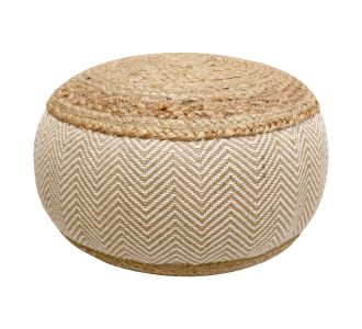 Σκαμπό-πουφ Hipy Inart γιούτα σε φυσική και μπεζ απόχρωση Φ40x30εκ |  Σκαμπώ στο espiti