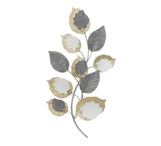 Διακοσμητικό τοίχου Neone Inart μέταλλο σε χρυσή-λευκή-γκρι απόχρωση 47,5x89x6εκ |  Διακοσμητκά στο espiti