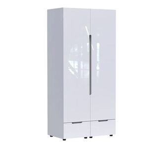 Ντουλάπα δίφυλλη Afina pakoworld mdf σε λευκή glossy απόχρωση 100x57x213εκ |  Ντουλάπες ρούχων στο espiti