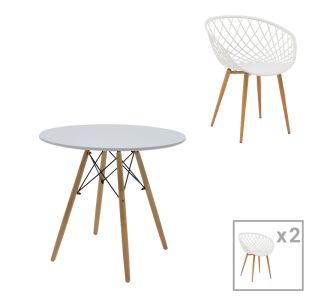 Τραπεζαρία Ezra-Julita pakoworld σετ 3τεμ pp-mdf σε λευκό-φυσική απόχρωση Φ80x73εκ |  Σετ τραπεζαρίες στο espiti