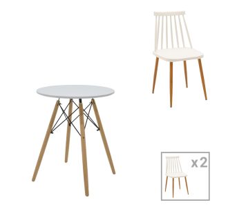 Τραπεζαρία Aurora-Julita pakoworld σετ 3τεμ pp-mdf σε λευκό-φυσική απόχρωση Φ60x73εκ |  Σετ τραπεζαρίες στο espiti