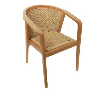 Πολυθρόνα Granny pakoworld teak wood και συνθετικό σχοινί σε φυσική απόχρωση 60x60x82εκ |  Πολυθρόνες τραπεζαρίας στο espiti