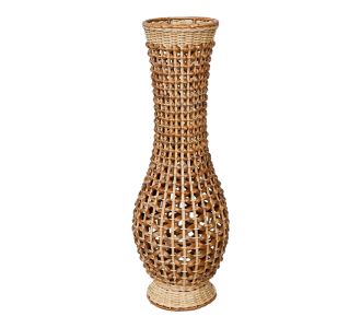 Βάζο Gucre Inart ξύλο-rattan pe σε φυσική απόχρωση Φ25x70εκ |  Διακοσμητκά στο espiti