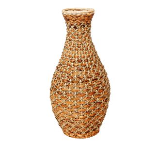 Βάζο Gucre I Inart ξύλο-rattan pe σε φυσική απόχρωση Φ30x70εκ |  Διακοσμητκά στο espiti