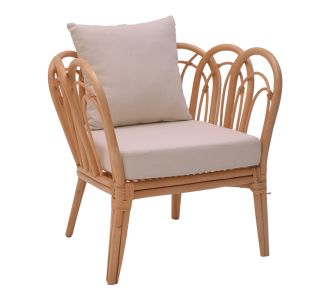 Πολυθρόνα Tania pakoworld φυσικό rattan-λευκό μαξιλάρι 76x76x76εκ |  Καρέκλες στο espiti