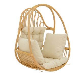 Κρεμαστή κούνια Jorg pakoworld φυσικό rattan-κρεμ μαξιλάρι 80x59x105εκ |  Ξαπλώστρες - Καρέκλες Παραλίας στο espiti