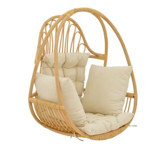 Κρεμαστή κούνια Jorg pakoworld φυσικό rattan-κρεμ μαξιλάρι 80x59x105εκ |  Κούνιες στο espiti