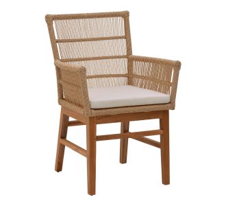 Πολυθρόνα Inca pakoworld  teak ξύλο και pe σχοινί σε φυσική-μπεζ απόχρωση με μαξιλάρι 60x61x90εκ |  Καρέκλες στο espiti