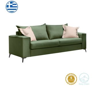 Καναπές Verona pakoworld 3θέσιος κυπαρισσί ύφασμα με μαξιλάρια σε κρεμ απόχρωση 225x93x100εκ |  Καναπέδες στο espiti