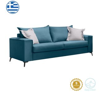 Καναπές Verona pakoworld 3θέσιος μπλε ύφασμα με μαξιλάρια σε απόχρωση ανοιχτό γκρι 225x93x100εκ |  Κατόπιν Παραγγελίας στο espiti
