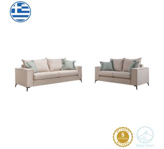 Σετ σαλονιού 2τεμ Verona pakoworld κρεμ ύφασμα με μαξιλάρια σε μέντα απόχρωση |  Κατόπιν Παραγγελίας στο espiti