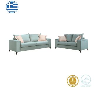 Σετ σαλονιού 2τεμ Verona pakoworld μέντα ύφασμα με μαξιλάρια σε κρεμ απόχρωση |  Καναπέδες στο espiti