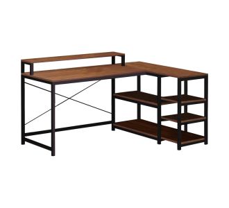 Γραφείο γωνιακό αναστρέψιμο Tebul pakoworld MDF-metal σε καρυδί απόχρωση 130x60x88εκ |  Γραφεία στο espiti