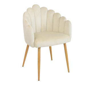 Πολυθρόνα Briella pakoworld εκρού βελούδο και μεταλλικά πόδια σε φυσική απόχρωση 60x56x84εκ |  Πολυθρόνες σαλονιού στο espiti