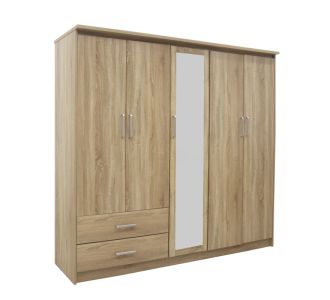Ντουλάπα ρούχων πεντάφυλλη OLYMPUS pakoworld σε φυσική απόχρωση 198x57x183εκ |  Ντουλάπες ρούχων στο espiti