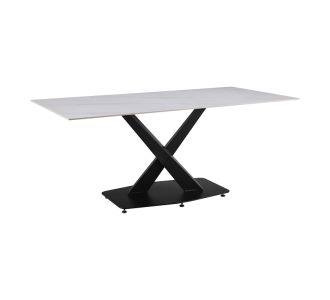 Τραπέζι Tafel pakoworld Sintered stone λευκό με μεταλλικά πόδια σε μαύρη απόχρωση 180x90x76εκ |  Τραπέζια στο espiti