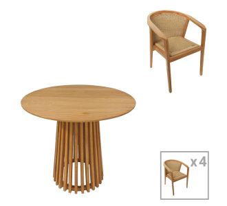 Τραπεζαρία Granny-Kenda pakoworld σετ 5τεμ σε φυσική-μπεζ απόχρωση Φ80x75εκ |  Σετ τραπεζαρία κήπου στο espiti