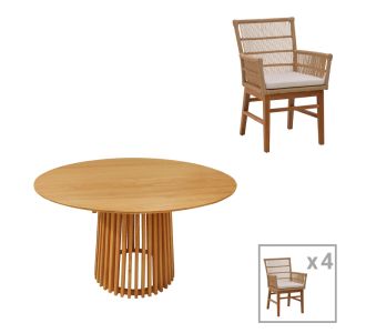 Τραπεζαρία Inca-Kenda pakoworld σετ 5τεμ σε φυσική-μπεζ απόχρωση Φ120x75εκ |  Σετ τραπεζαρία κήπου στο espiti