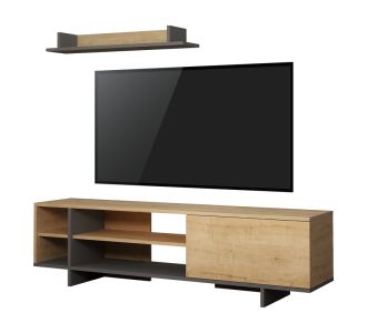 Σύνθετο σαλονιού Saloon pakoworld σε ανθρακί-oak απόχρωση 160x35.5x44εκ |  Συνθέσεις σαλονιού στο espiti