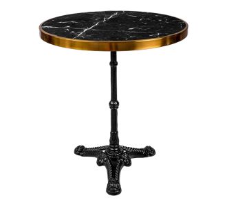 Τραπέζι μαρμάρινο Andeket pakoworld μαντέμι σε μαύρη-χρυσή απόχρωση Φ70x72εκ |  Τραπέζια στο espiti