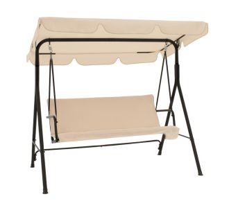 Κούνια κήπου Globo pakoworld μέταλλο μαύρο-ύφασμα μπεζ 170x110x153εκ |  Κούνιες στο espiti