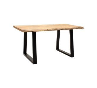 Τραπέζι Miles pakoworld μασίφ ξύλο ακακίας πάχους 3.7-4εκ σε φυσική απόχρωση με μαύρα μεταλλικά πόδια 140x80x76εκ |  Τραπέζια στο espiti