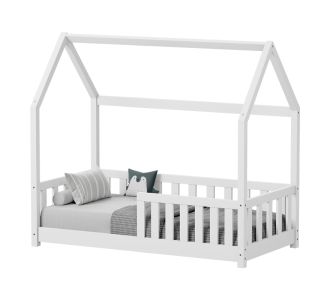 Παιδικό κρεβάτι Bambie με κιγκλίδωμα τ.Montessori pakoworld ξύλο πεύκου σε λευκή απόχρωση 70x140εκ |  Παιδικά έπιπλα στο espiti