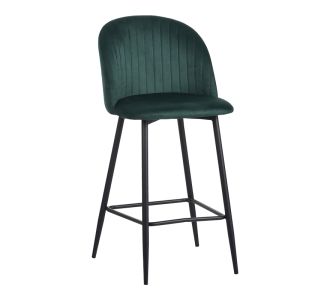 Σκαμπό μπαρ Barow pakoworld βελούδο σε σκούρο πράσινο απόχρωση με μαύρα μεταλλικά πόδια 53x46.5x96.5 |  Σκαμπώ μπαρ στο espiti