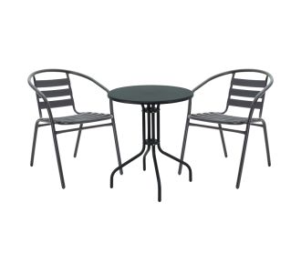 Τραπεζαρία Vergo-Tade pakoworld 3τεμ μαύρο μέταλλο Φ60x70εκ |  Σετ τραπεζαρία κήπου στο espiti