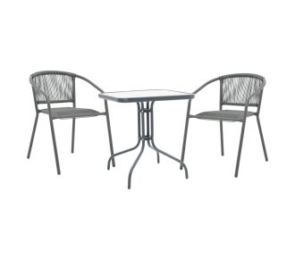 Τραπεζαρία Watson-Lindaria pakoworld 3τεμ μέταλλο ανθρακί-γυαλί 70x70x70εκ |  Σετ τραπεζαρία κήπου στο espiti