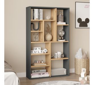 Βιβλιοθήκη Boteca 10θέσεων pakoworld σε φυσική-ανθρακί απόχρωση 75x22x123.6εκ |  Βιβλιοθήκες στο espiti