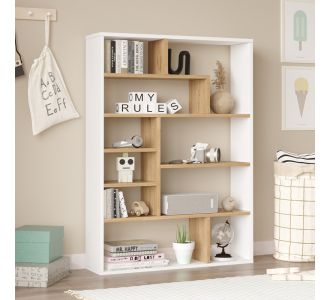 Βιβλιοθήκη Decora pakoworld σε φυσικό-λευκό απόχρωση 90x22x123.6εκ |  Βιβλιοθήκες στο espiti