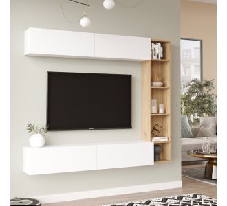 Σύνθετο σαλονιού Compo επιτοίχιο pakoworld σε φυσικό-λευκό απόχρωση 169,10x25,8x143.5εκ |  Συνθέσεις σαλονιού στο espiti