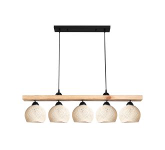 Φωτιστικό οροφής πεντάφωτο Salote pakoworld Ε27 σε καφέ-κρέμα απόχρωση 100x18x24εκ |  Οροφής στο espiti