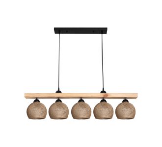 Φωτιστικό οροφής πεντάφωτο Salote pakoworld Ε27 σε καφέ-φυσική απόχρωση 100x18x24εκ |  Οροφής στο espiti