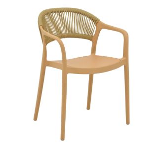 Πολυθρόνα Ankara pakoworld στοιβαζόμενη pp cappuccino απόχρωση με μπεζ rattan 57x48x80εκ |  Πολυθρόνες κήπου στο espiti