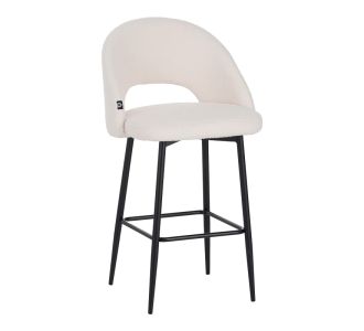 Σκαμπο μπαρ Masebo pakoworld μπουκλέ ύφασμα σε λευκή απόχρωση με μαύρα μεταλλικά πόδια 48x52x97εκ |  Σκαμπώ μπαρ στο espiti