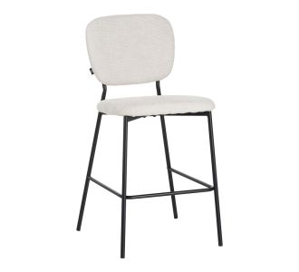 Σκαμπό μπαρ Cathair pakoworld μπουκλέ ύφασμα σε μπεζ απόχρωση με μαύρα μεταλλικά πόδια 48x54x100εκ |  Σκαμπώ μπαρ στο espiti