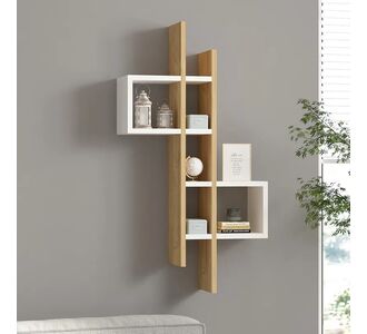 Ραφιέρα τοίχου Garel pakoworld σε oak-λευκή απόχρωση 53,8x19,6x108εκ |  Ραφιέρες τοίχου στο espiti