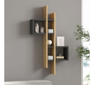 Ραφιέρα τοίχου Garel pakoworld σε oak-ανθρακί απόχρωση 53,8x19,6x108εκ |  Ραφιέρες τοίχου στο espiti
