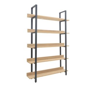 Βιβλιοθήκη Almond pakoworld σε oak-μαύρη απόχρωση 120x29x185εκ |  Βιβλιοθήκες στο espiti