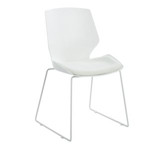 Καρέκλα γραφείου επισκέπτη Genuine pakoworld PP σε λευκή απόχρωση με εκρού μαξιλάρι 47x52x85εκ |  Καρέκλες γραφείου επισκέπτη στο espiti